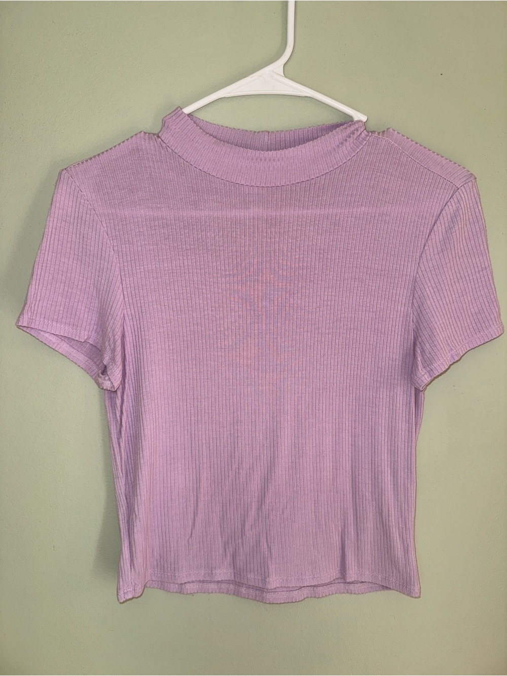 American Eagle Outfitters Lavender Ribbed Mock Neck Short Sleeve Top - Size S